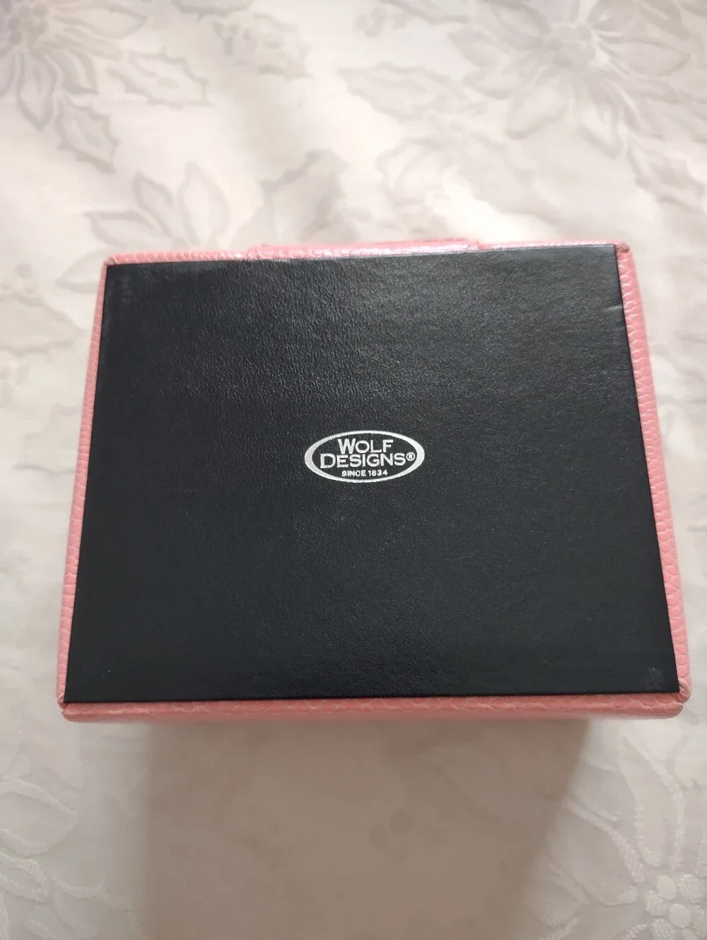 Wolf 1834 Pink Jewelry Box Travel Case Crystals Silver Tone Detail